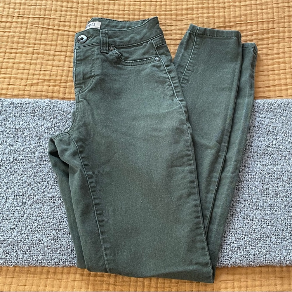 Blue Spice, Olive Green, Colored Jeans, High Rise, Ankle, Skinny, Size 1